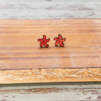 Handmade Wooden Starfish Stud Earrings - Beachy Boho Jewelry, Eco-Friendly Coastal Accessories, Nautical Gifts for Her, Ocean-Inspired